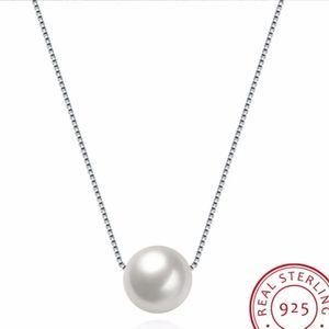 925 Sterling Silver Single Pearl Necklace